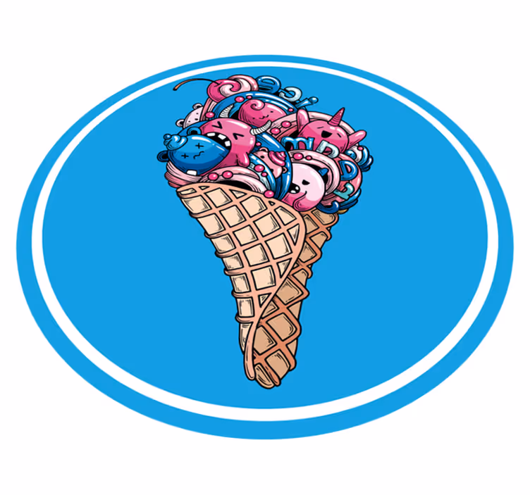 Tappeto vinile rotondo delizia di gelato - TenStickers