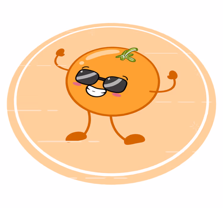 Tappeto vinile rotondo allegro personaggio arancione - TenStickers
