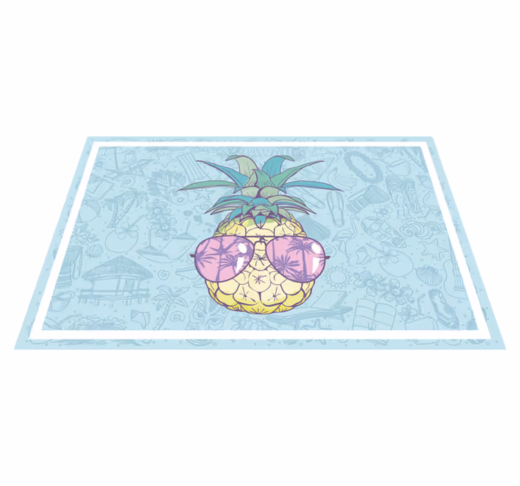 Tappeto pvc cucina tonalità fredde di ananas - TenStickers