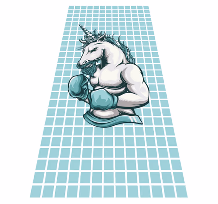 Tappeto vinile per ragazzi illustrazione di unicorno pugile - TenStickers