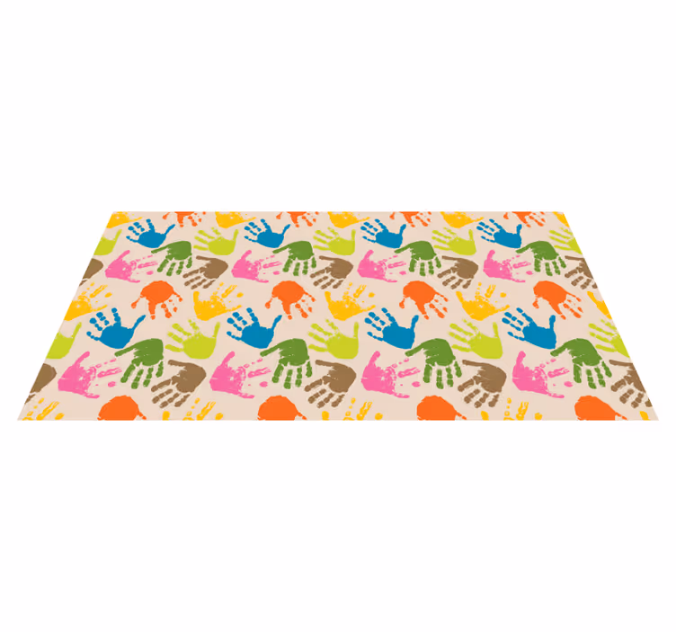Tappeto vinile per bambini impronte di mani colorate - TenStickers