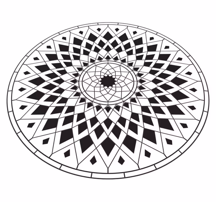 Tappeto vinile Mandala motivo nero complesso - TenStickers