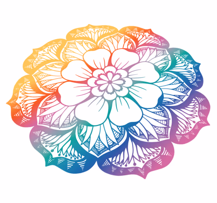 Tappeto vinile Mandala motivo floreale colorato - TenStickers