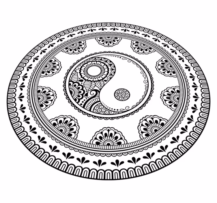 Tappeto vinile Mandala elemento tondo grigio - TenStickers