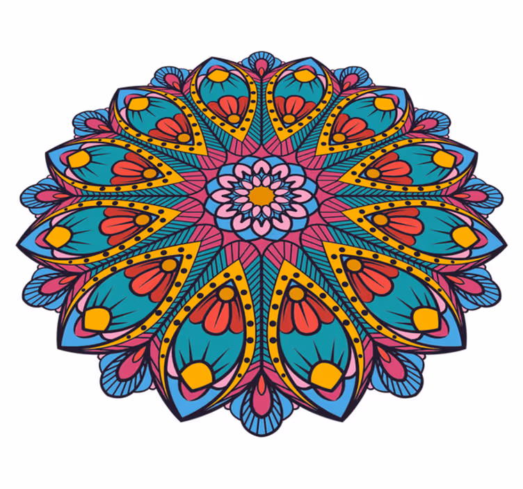Tappeto vinile Mandala illustrazione floreale colorata - TenStickers
