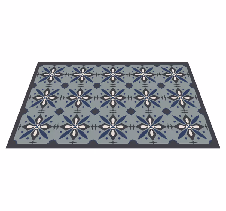 Tappeto vinile piastrelle motivo botanico grigio - TenStickers