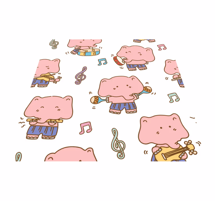 Tappeto vinile per bambini tema musicale degli elefanti - TenStickers