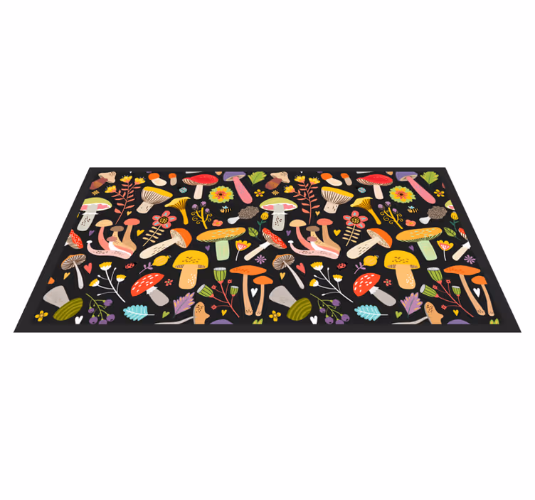 Tappeto vinile natura collezione di funghi colorati - TenStickers