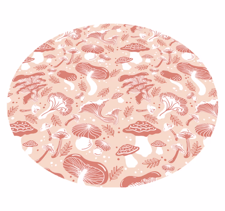 Tappeto vinile rotondo arte botanica dei funghi - TenStickers