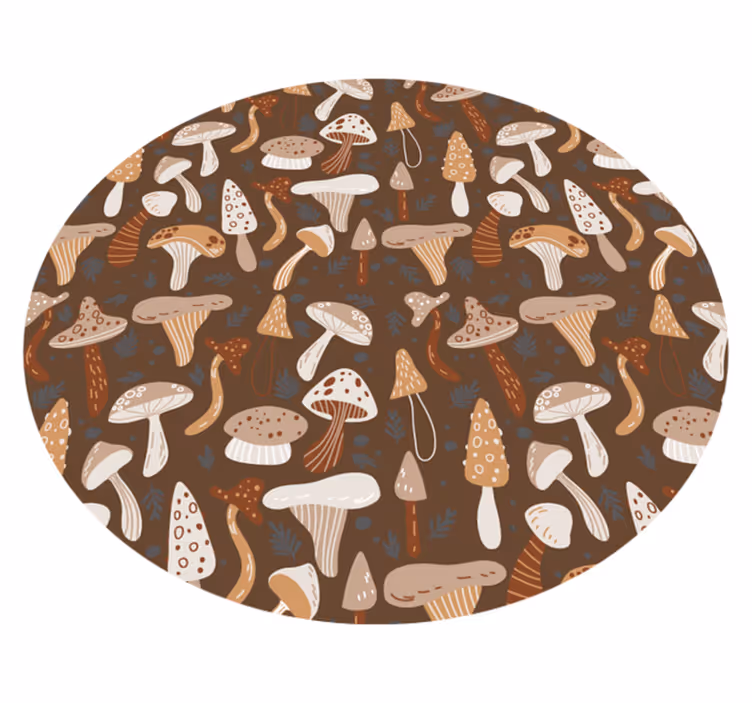 Tappeto vinile rotondo collezione di funghi - TenStickers