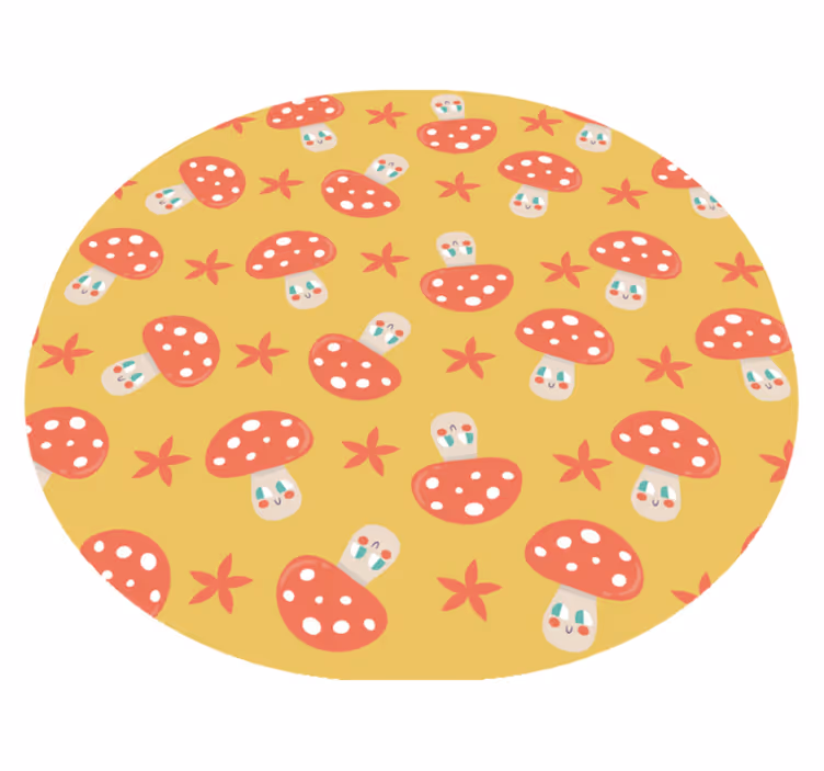 Tappeto vinile rotondo divertimento con i funghi - TenStickers