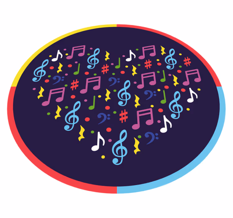 Tappeto vinile per ragazzi cuore di nota musicale - TenStickers
