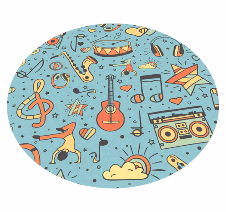 Tappeto vinile per bambini tema delle note musicali - TenStickers