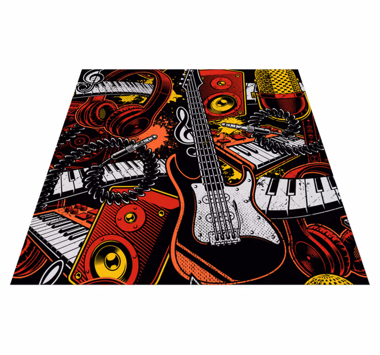 Tappeto vinile per eventi vetrina elementi musicali - TenStickers