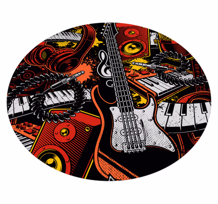 Tappeto vinile per bambini caos di strumenti musicali - TenStickers