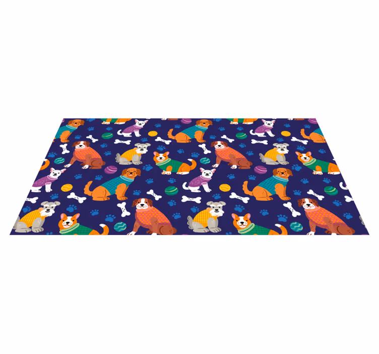 Tappeto vinile per bambini cuccioli vestiti in modo colorato - TenStickers