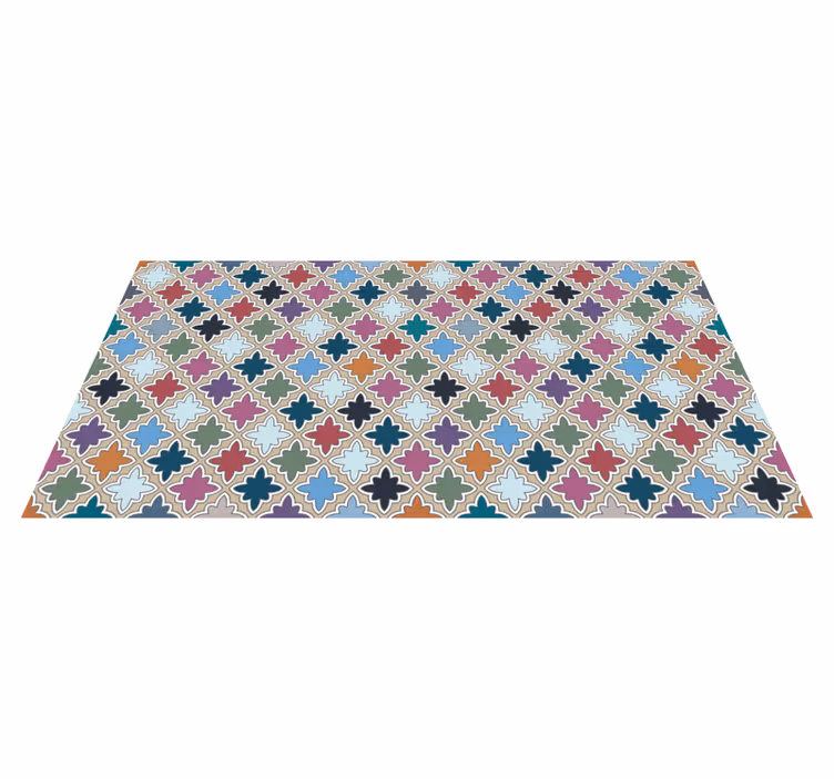 Tappeto vinile mosaico composizione floreale vivace - TenStickers