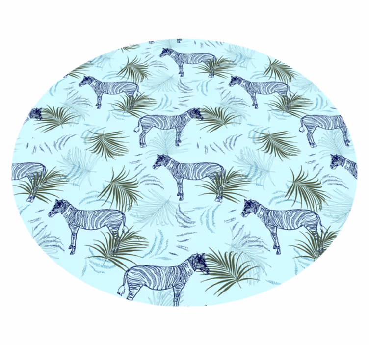 Tappeto vinile animali zebra e foglie - TenStickers