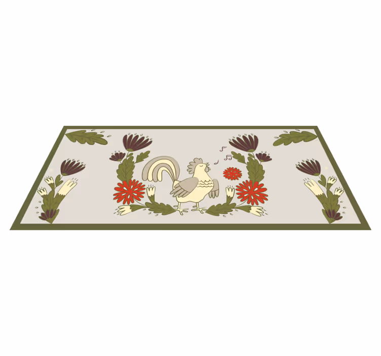 Tappeto vinile animali affascinante gallo floreale - TenStickers