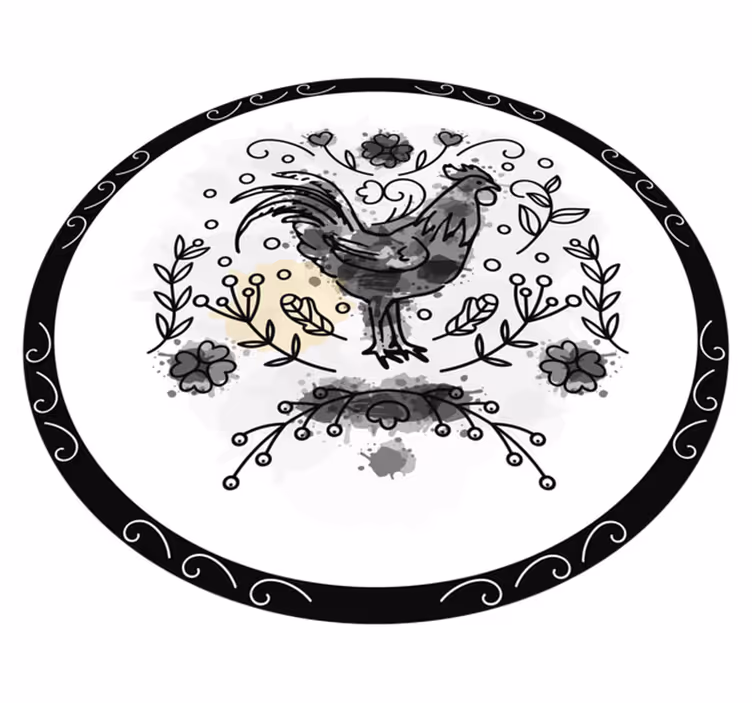 Tappeto vinile animali schizzo del gallo nero - TenStickers