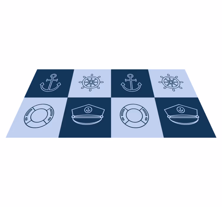 Tappeto vinile mappamondo icone a tema nautico - TenStickers