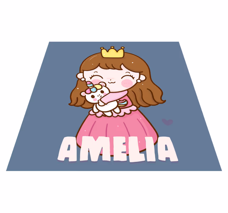 Tappeto vinile per bambini principessa abbraccia unicorno - TenStickers