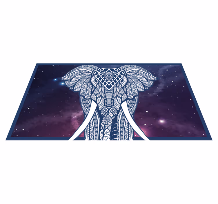 Tappeto vinile con nome arte elefante intricata - TenStickers