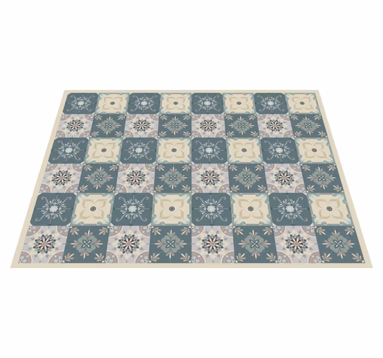 Tappeto vinile mosaico motivo floreale mosaico - TenStickers