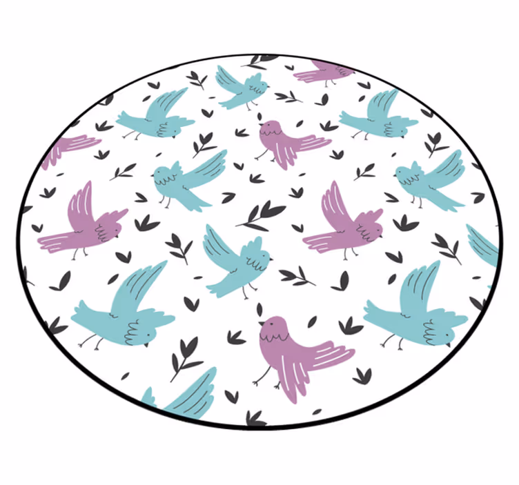 Tappeto vinile natura uccelli blu e viola - TenStickers