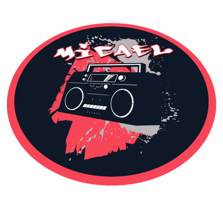 Tappeto vinile con nome tema retrò boombox - TenStickers
