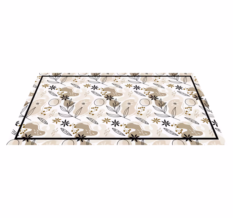 Tappeto vinile fiori elementi di fogliame beige - TenStickers