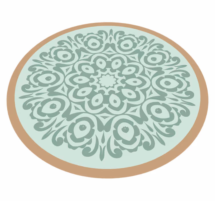 Tappeto vinile Mandala disposizione botanica rotonda - TenStickers