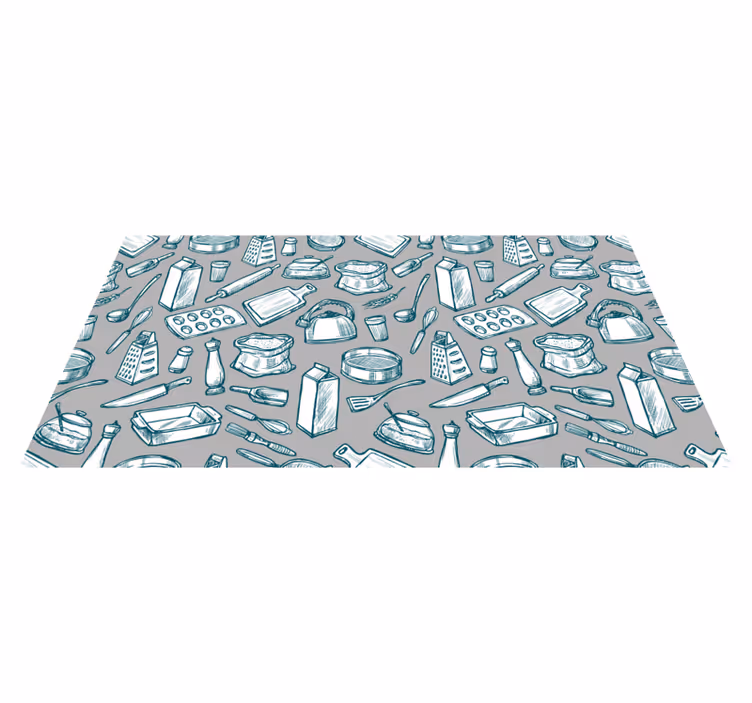Tappeto pvc cucina motivo utensili da cucina - TenStickers