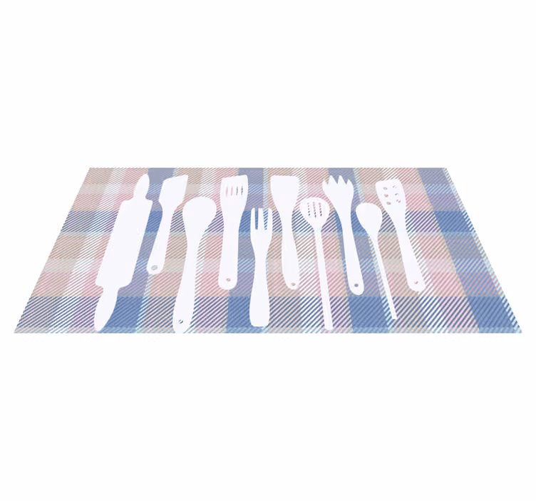 Tappeto pvc cucina sagome di utensili da cucina - TenStickers