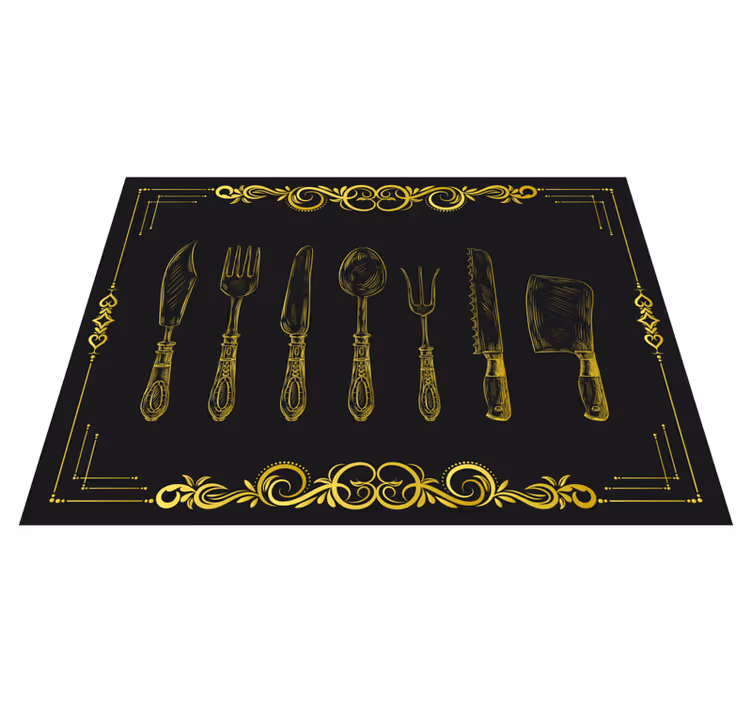 Tappeto pvc cucina sagome utensili da cucina - TenStickers