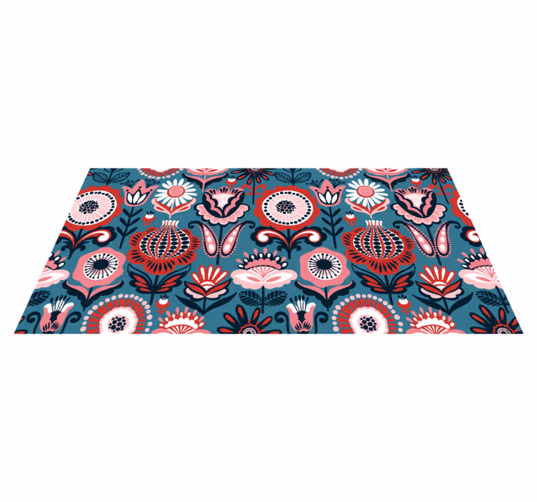 Tappeto vinile fiori motivo etnico scandinavo - TenStickers