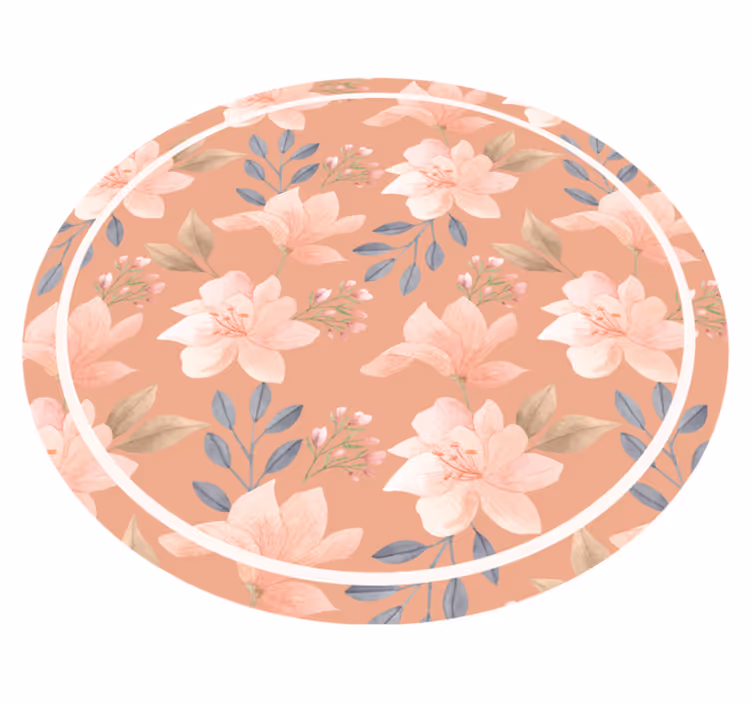 Tappeto vinile fiori motivo floreale color pesca - TenStickers