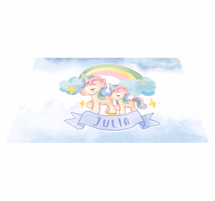 Tappeto vinile per bambini illustrazione famiglia unicorni - TenStickers