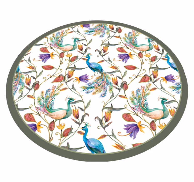 Tappeto vinile fiori splendidi pavoni fioriti - TenStickers