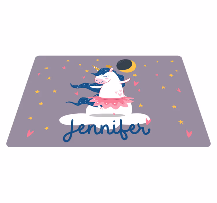 Tappeto vinile per bambini unicorno danzante personalizzato - TenStickers