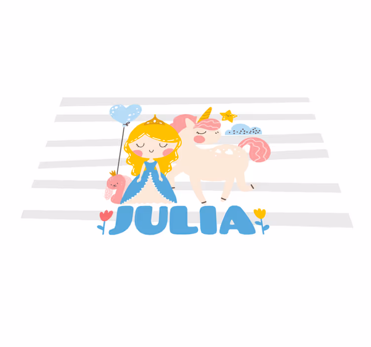 Tappeto vinile per bambini unicorno e principessa - TenStickers