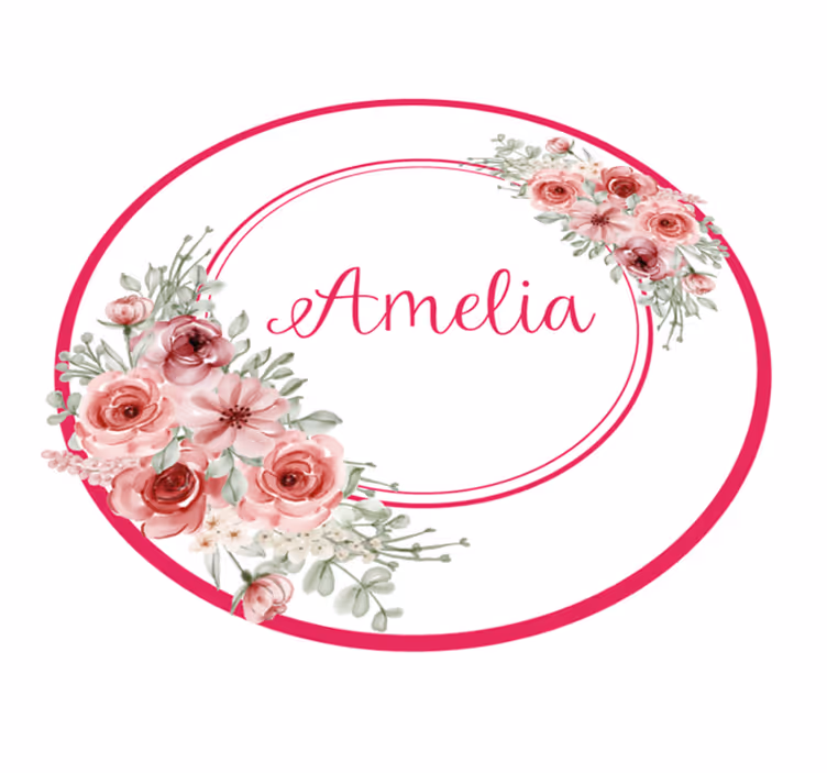 Tappeto vinile camera da letto monogramma floreale con nome - TenStickers