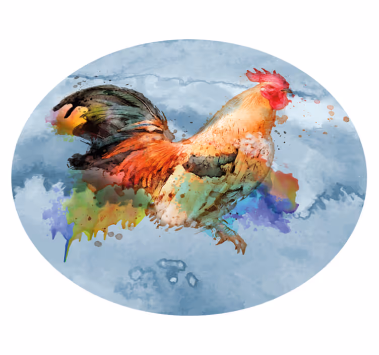 Tappeto vinile stampa animale splash di gallo colorato - TenStickers