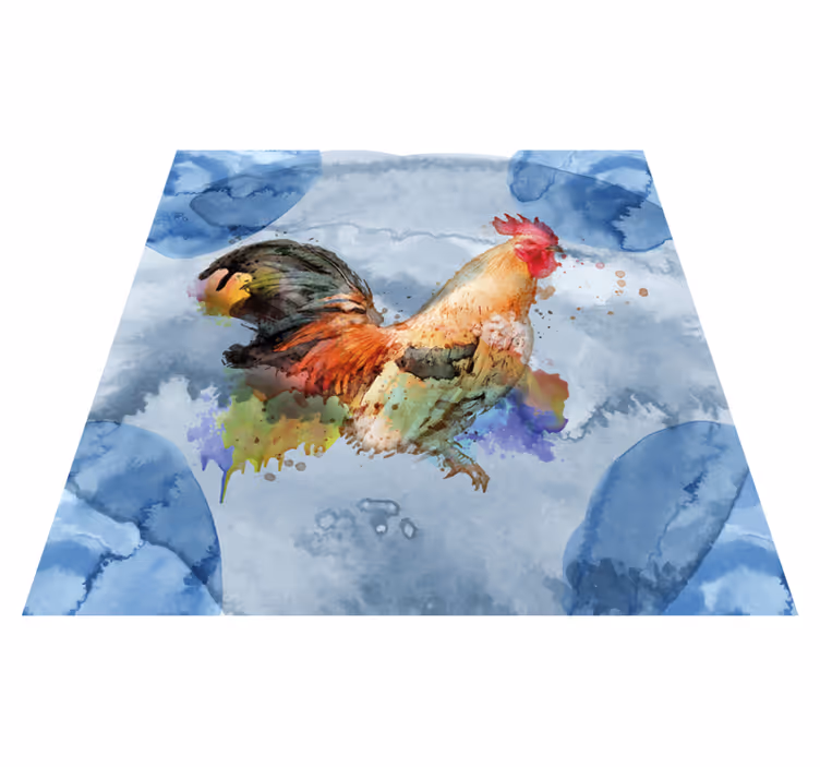 Tappeto vinile animali gallo acquerello - TenStickers