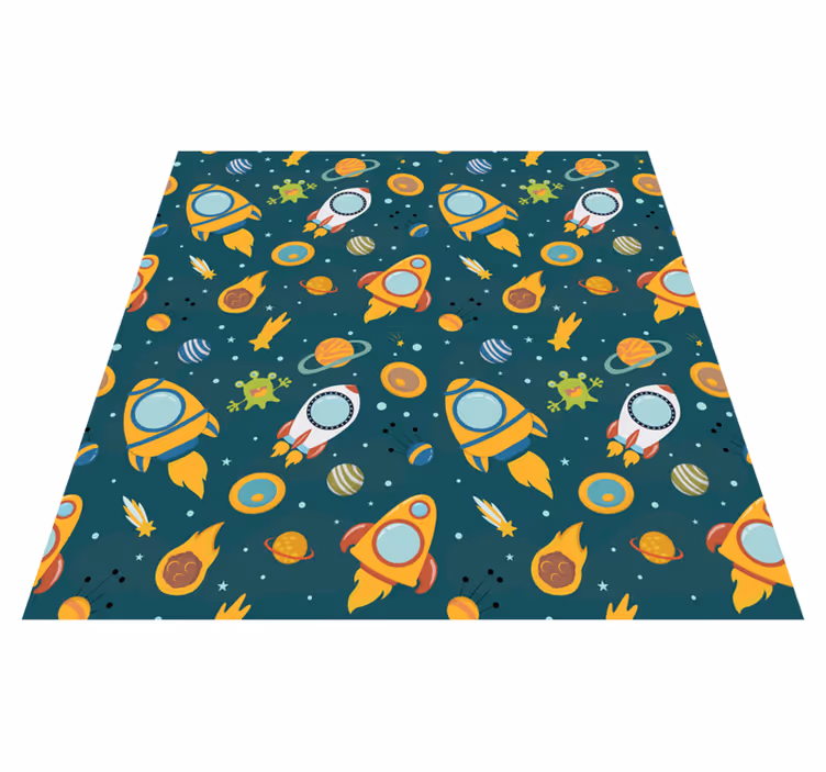 Tappetto vinile stelle avventura spaziale missilistica - TenStickers
