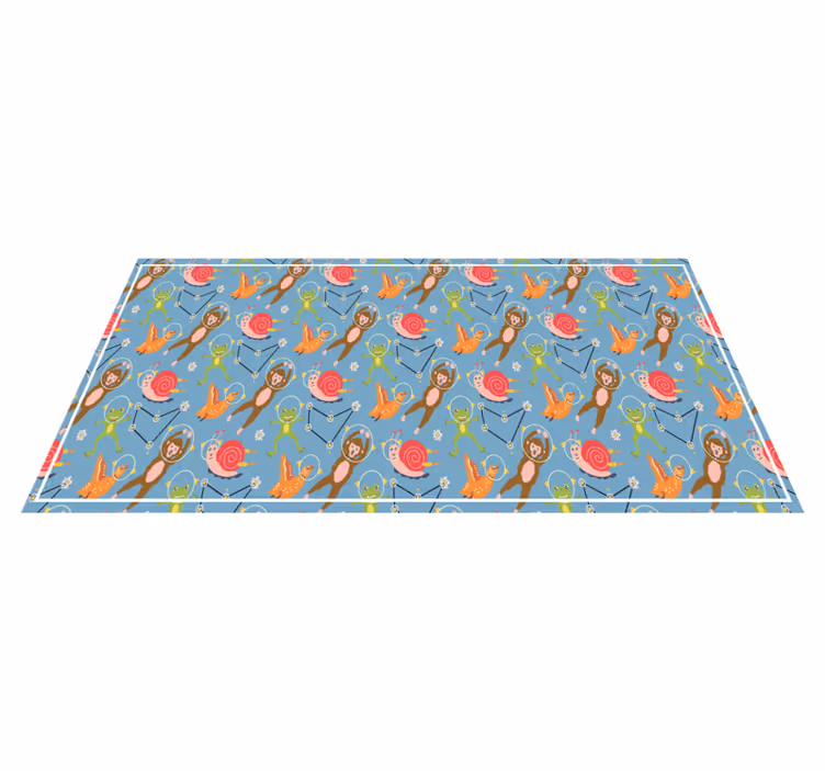 Tappeto vinile per bambini creature spaziali colorate - TenStickers