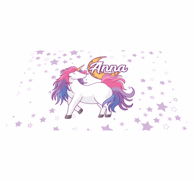 Tappeto vinile con nome scena stellata a tema unicorno - TenStickers