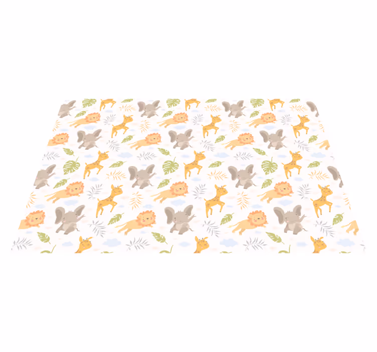 Tappeto vinile per bambini adorabili creature del safari - TenStickers