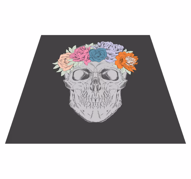Tappeto vinile per ragazzi arte del teschio floreale - TenStickers