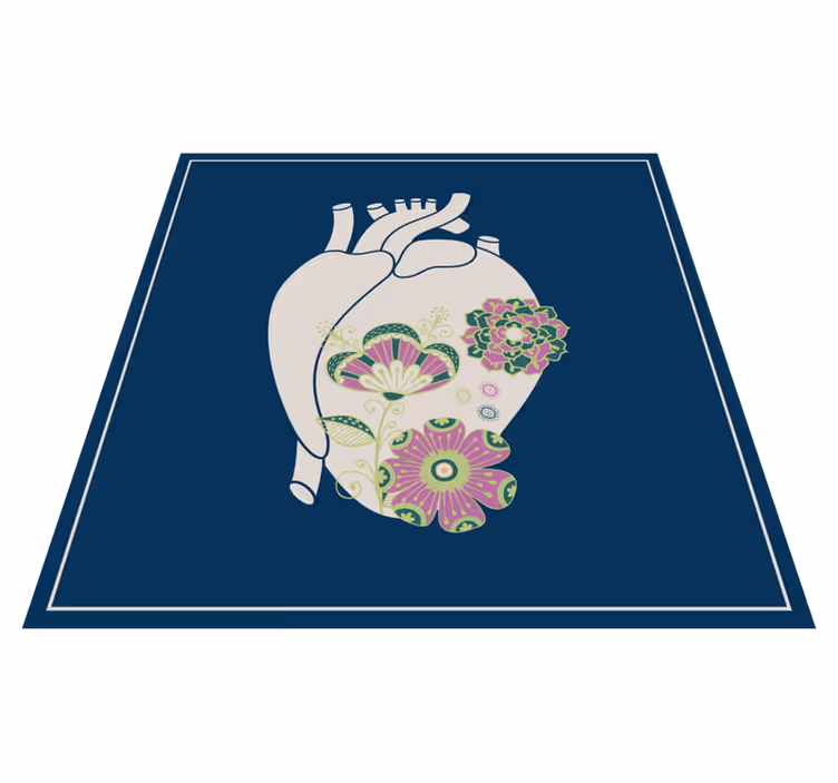 Tappeto vinile nordico motivo floreale a cuore - TenStickers
